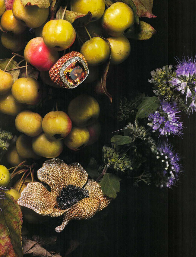 11-2006-008-VogueGioiello-Jewelry-GardenBloom-Floral-Diamond-Brooch-Cocktail-Ring